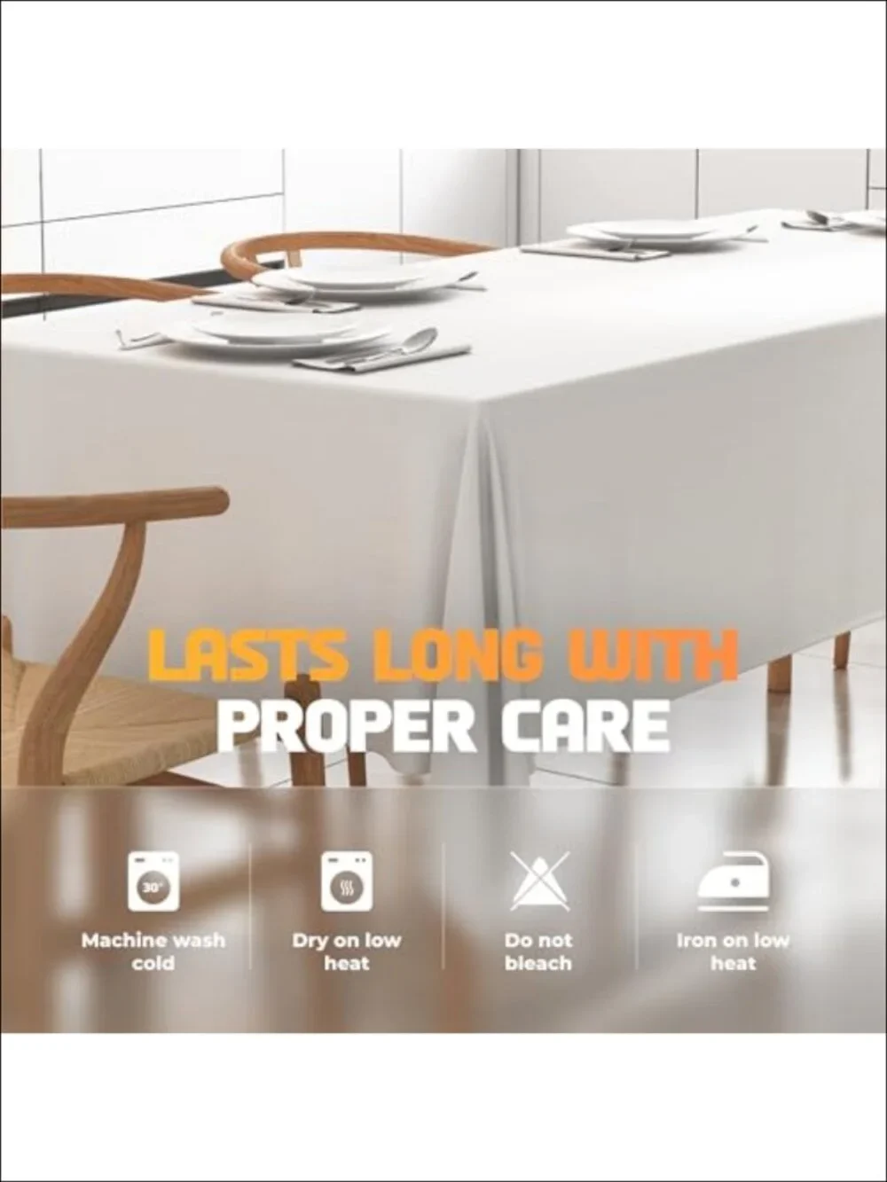 200 GSM Polyester Tablecloths 60x126 Inch for 8 Ft Rectangle Tables - 2 Pack